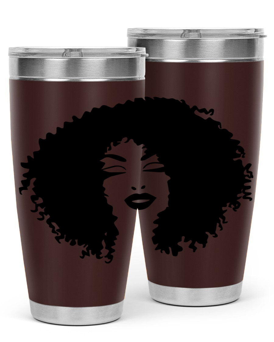 Black women - queen 38# tumbler showcasing a stylish design with double wall vacuum stainless steel and a vibrant print celebrating black culture.