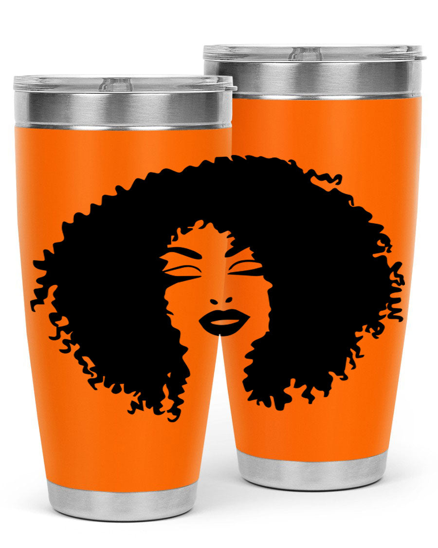 Black women - queen 38# tumbler showcasing a stylish design with double wall vacuum stainless steel and a vibrant print celebrating black culture.