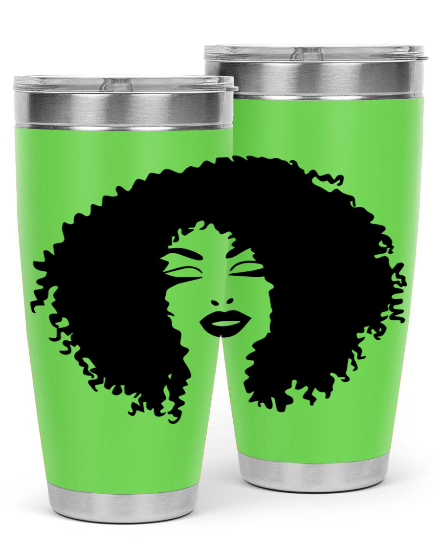 Black women - queen 38# tumbler showcasing a stylish design with double wall vacuum stainless steel and a vibrant print celebrating black culture.