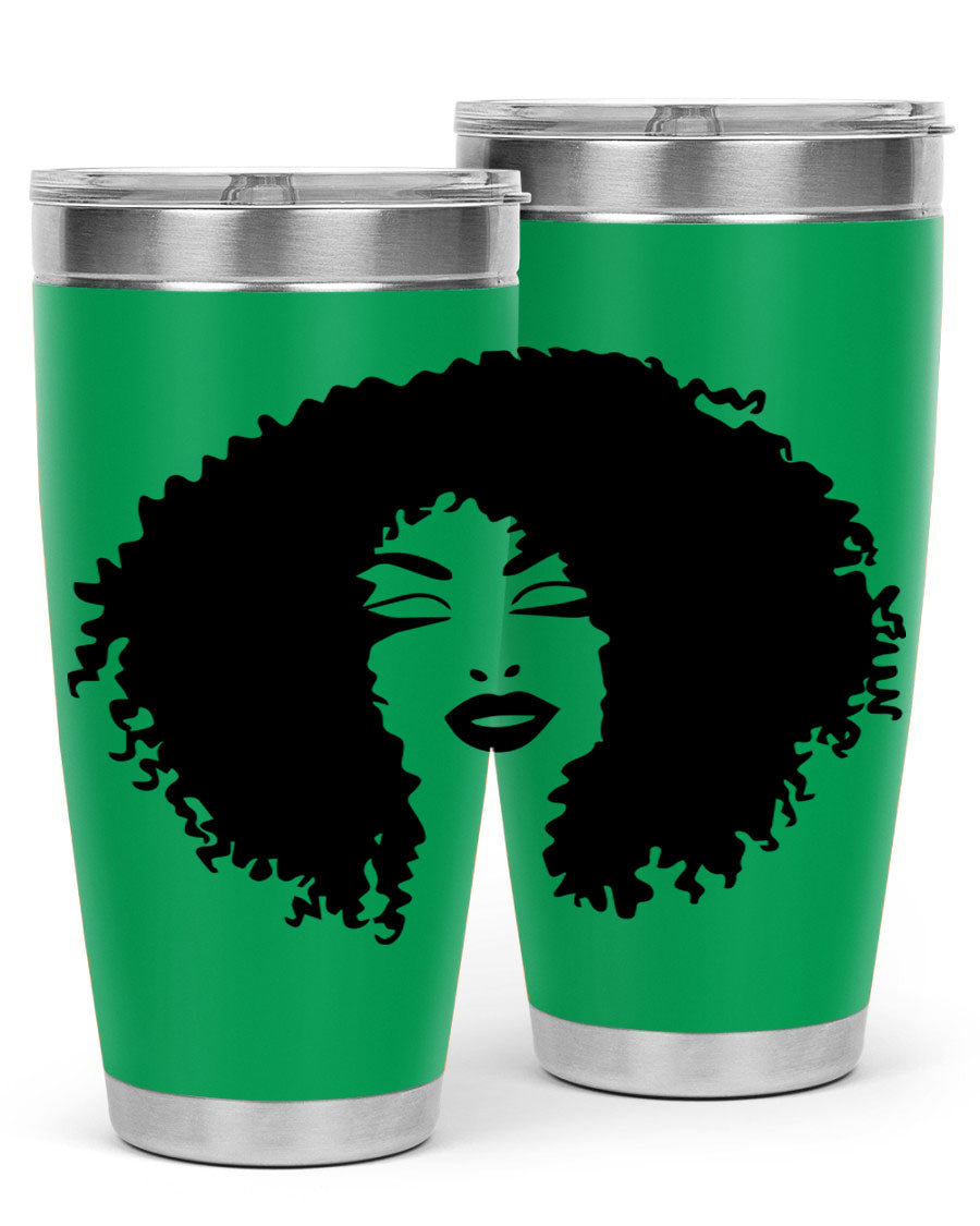 Black women - queen 38# tumbler showcasing a stylish design with double wall vacuum stainless steel and a vibrant print celebrating black culture.