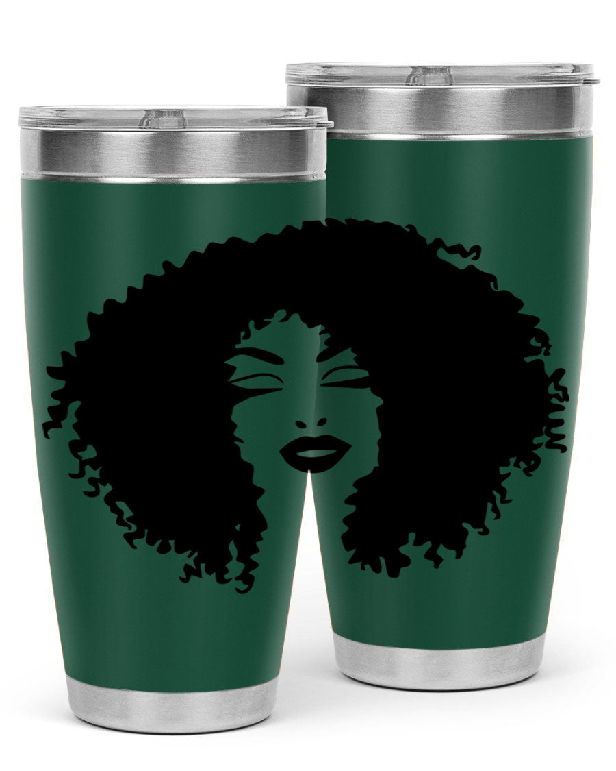 Black women - queen 38# tumbler showcasing a stylish design with double wall vacuum stainless steel and a vibrant print celebrating black culture.