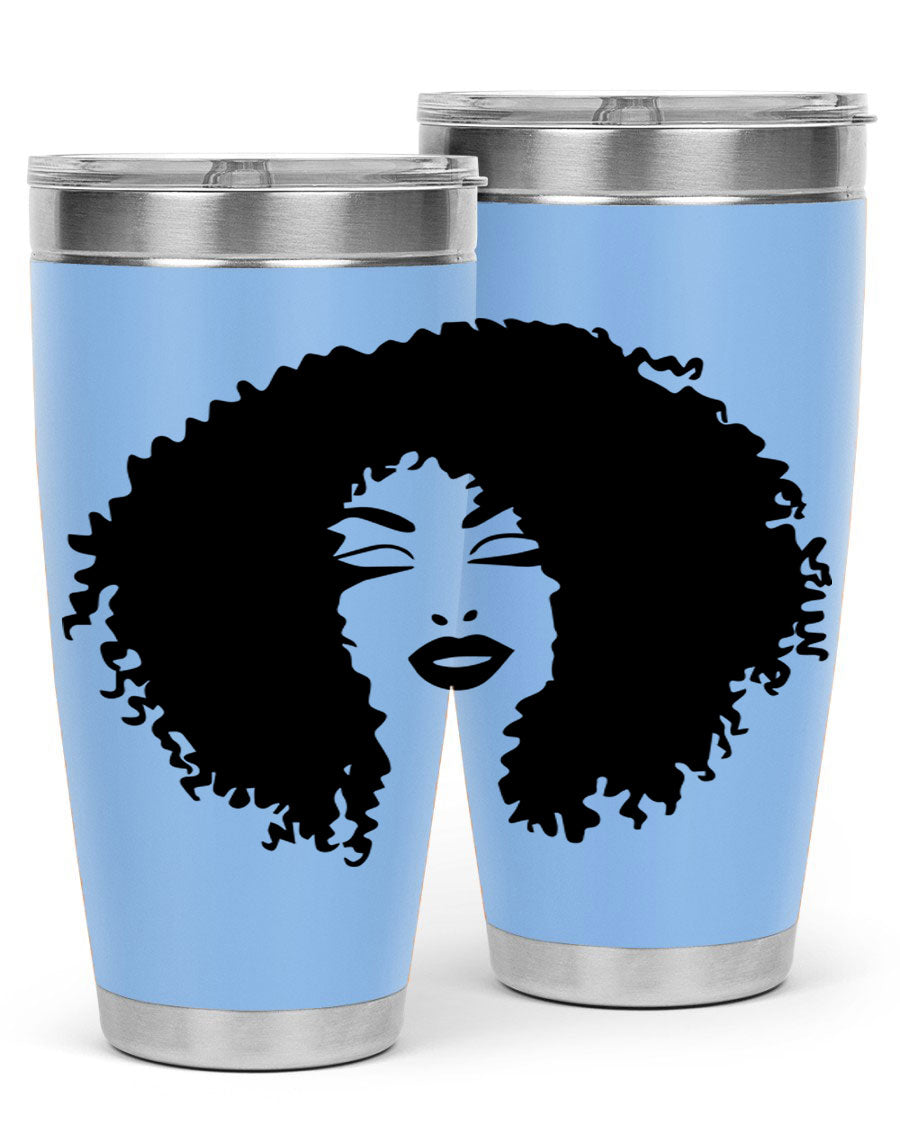 Black women - queen 38# tumbler showcasing a stylish design with double wall vacuum stainless steel and a vibrant print celebrating black culture.