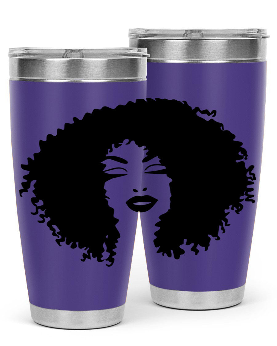 Black women - queen 38# tumbler showcasing a stylish design with double wall vacuum stainless steel and a vibrant print celebrating black culture.