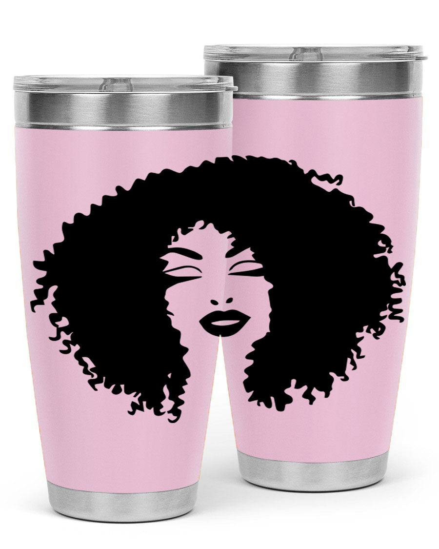 Black women - queen 38# tumbler showcasing a stylish design with double wall vacuum stainless steel and a vibrant print celebrating black culture.