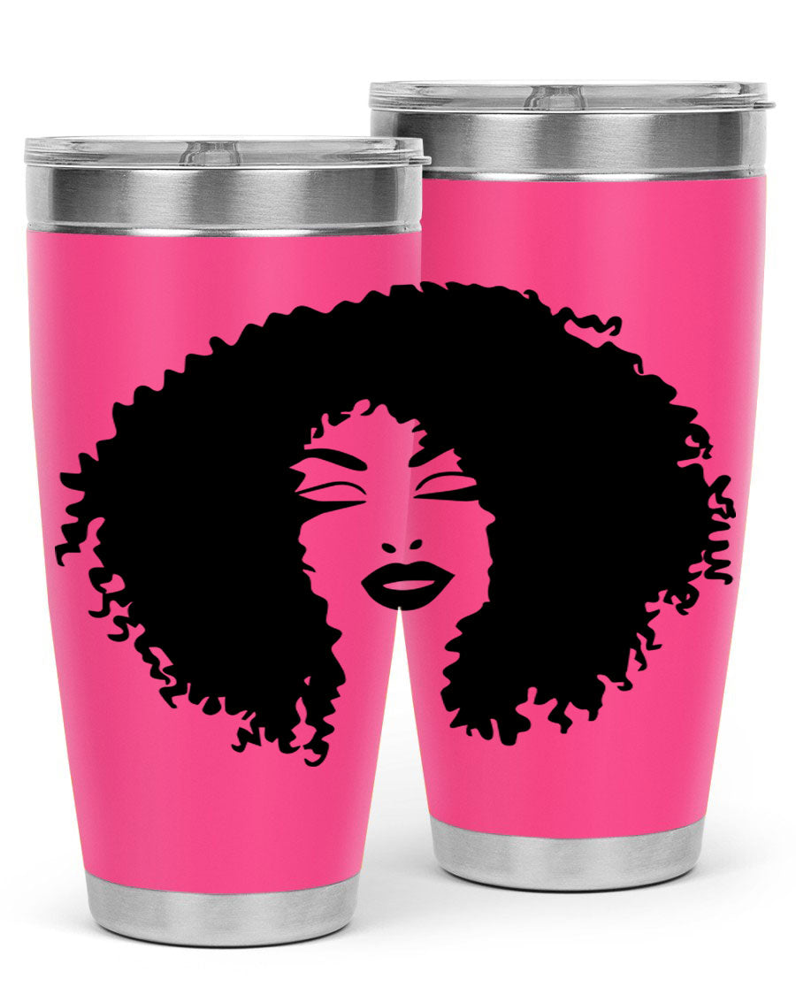 Black women - queen 38# tumbler showcasing a stylish design with double wall vacuum stainless steel and a vibrant print celebrating black culture.