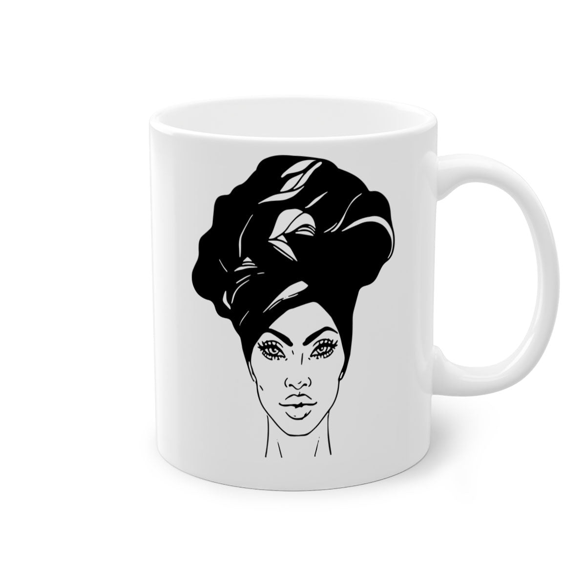 Black Women - Queen Mug featuring a glossy finish and colorful handle, perfect for coffee or tea.