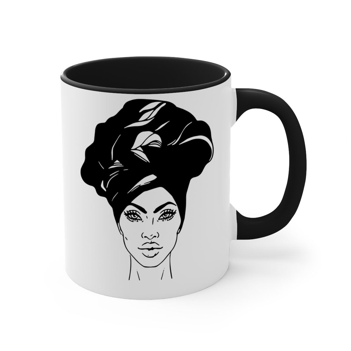 Black Women - Queen Mug featuring a glossy finish and colorful handle, perfect for coffee or tea.