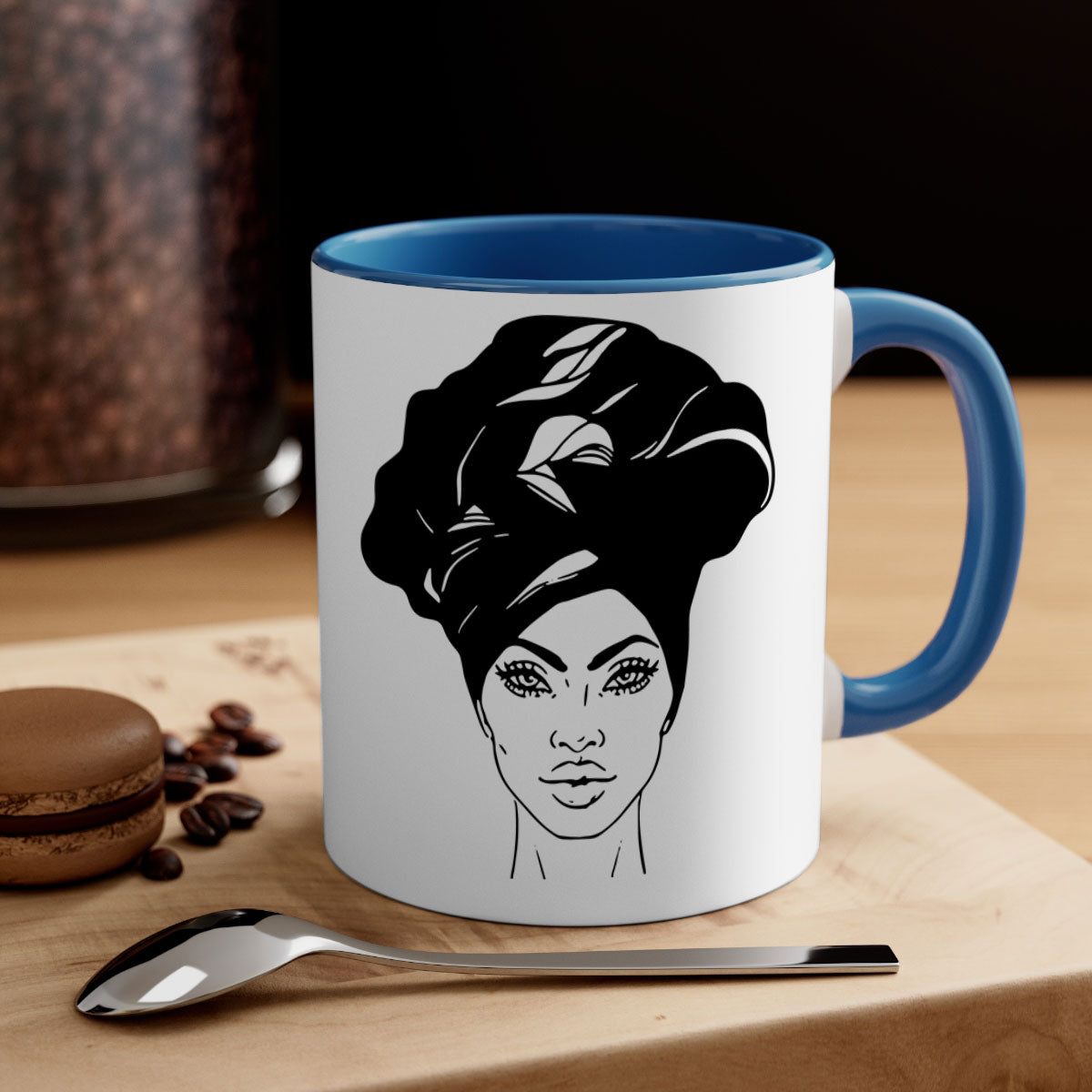 Black Women - Queen Mug featuring a glossy finish and colorful handle, perfect for coffee or tea.