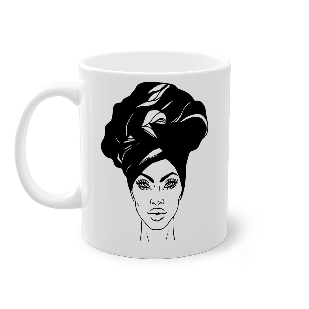 Black Women - Queen Mug featuring a glossy finish and colorful handle, perfect for coffee or tea.