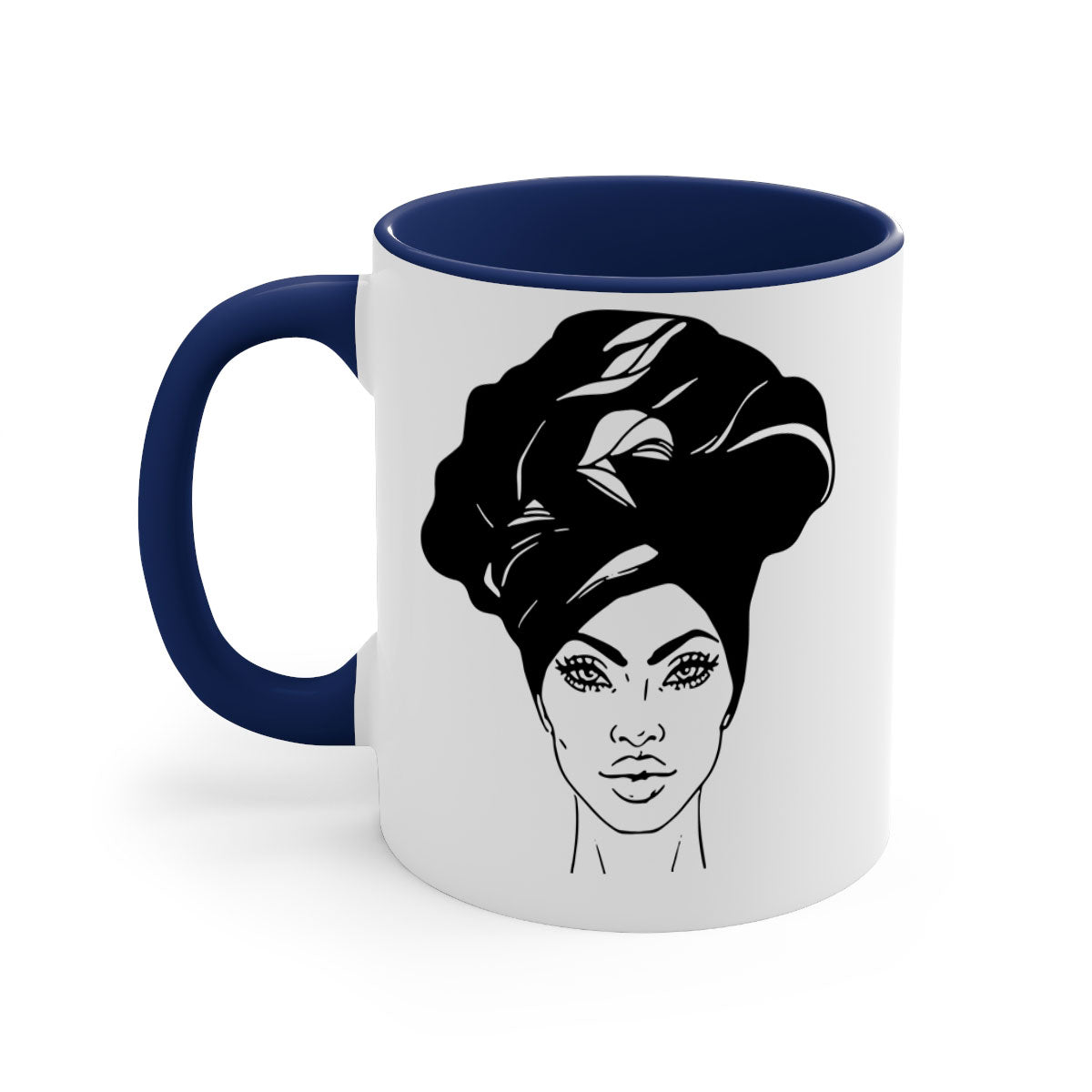 Black Women - Queen Mug featuring a glossy finish and colorful handle, perfect for coffee or tea.