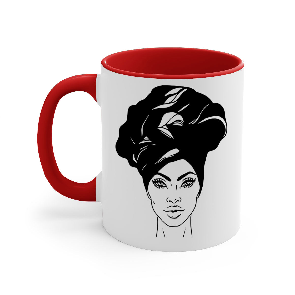 Black Women - Queen Mug featuring a glossy finish and colorful handle, perfect for coffee or tea.