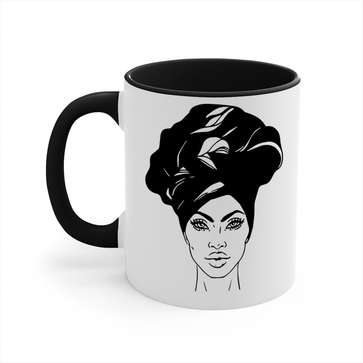 Black Women - Queen Mug featuring a glossy finish and colorful handle, perfect for coffee or tea.