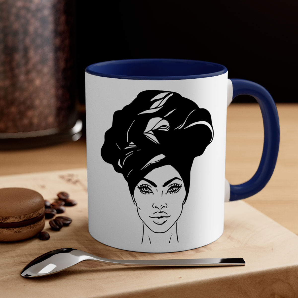 Black Women - Queen Mug featuring a glossy finish and colorful handle, perfect for coffee or tea.