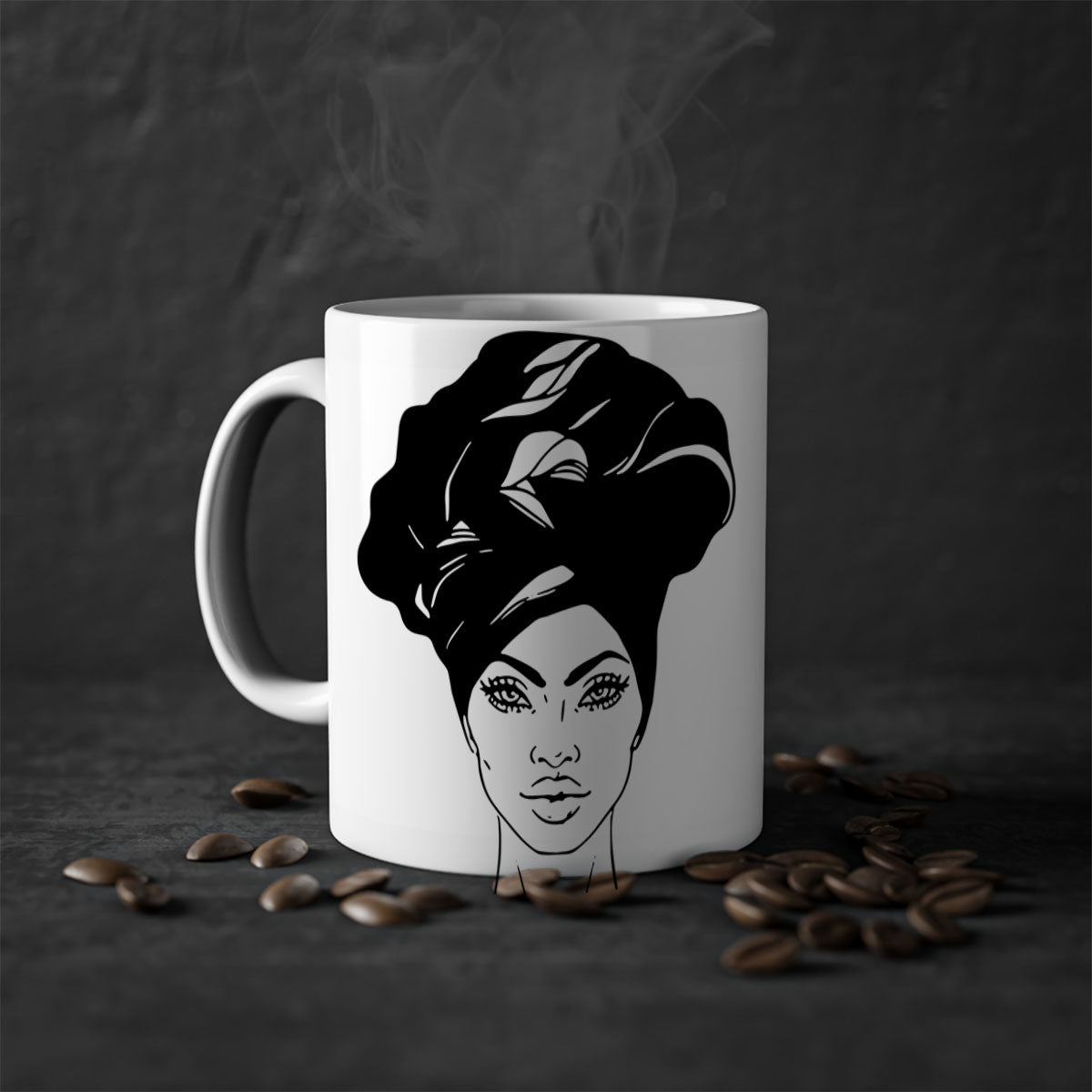 Black Women - Queen Mug featuring a glossy finish and colorful handle, perfect for coffee or tea.