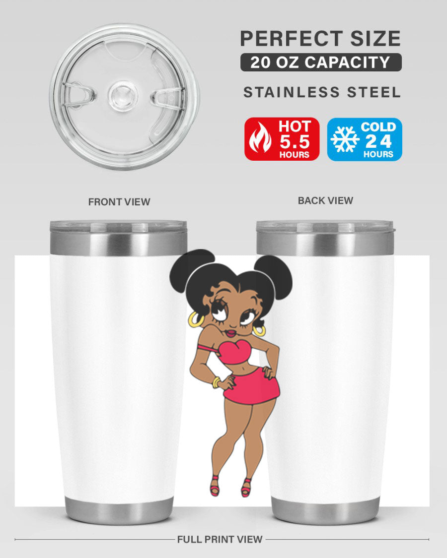 Black Women - Queen 41# Tumbler, 20oz stainless steel with vibrant design, perfect for hot and cold beverages.