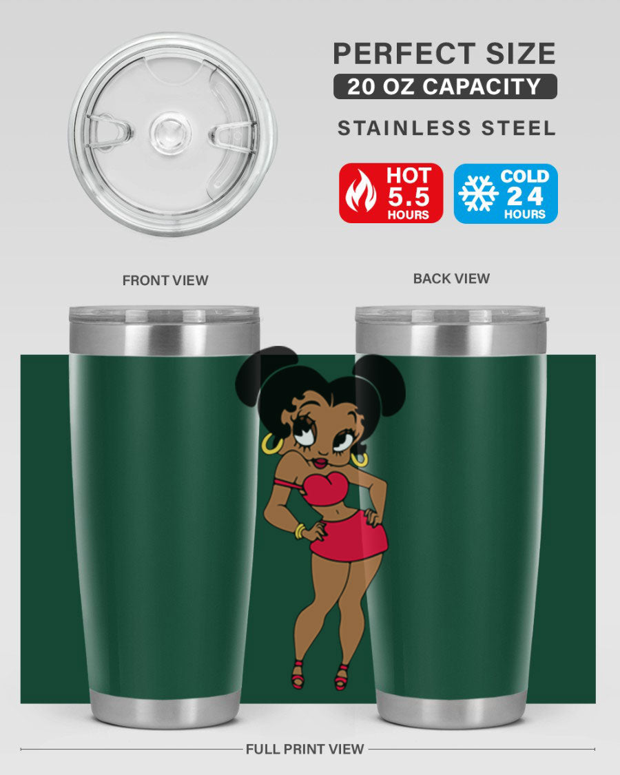 Black Women - Queen 41# Tumbler, 20oz stainless steel with vibrant design, perfect for hot and cold beverages.