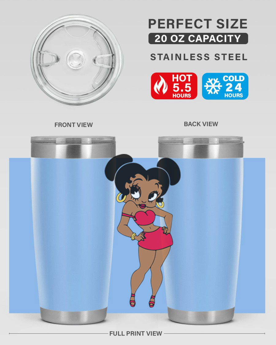 Black Women - Queen 41# Tumbler, 20oz stainless steel with vibrant design, perfect for hot and cold beverages.