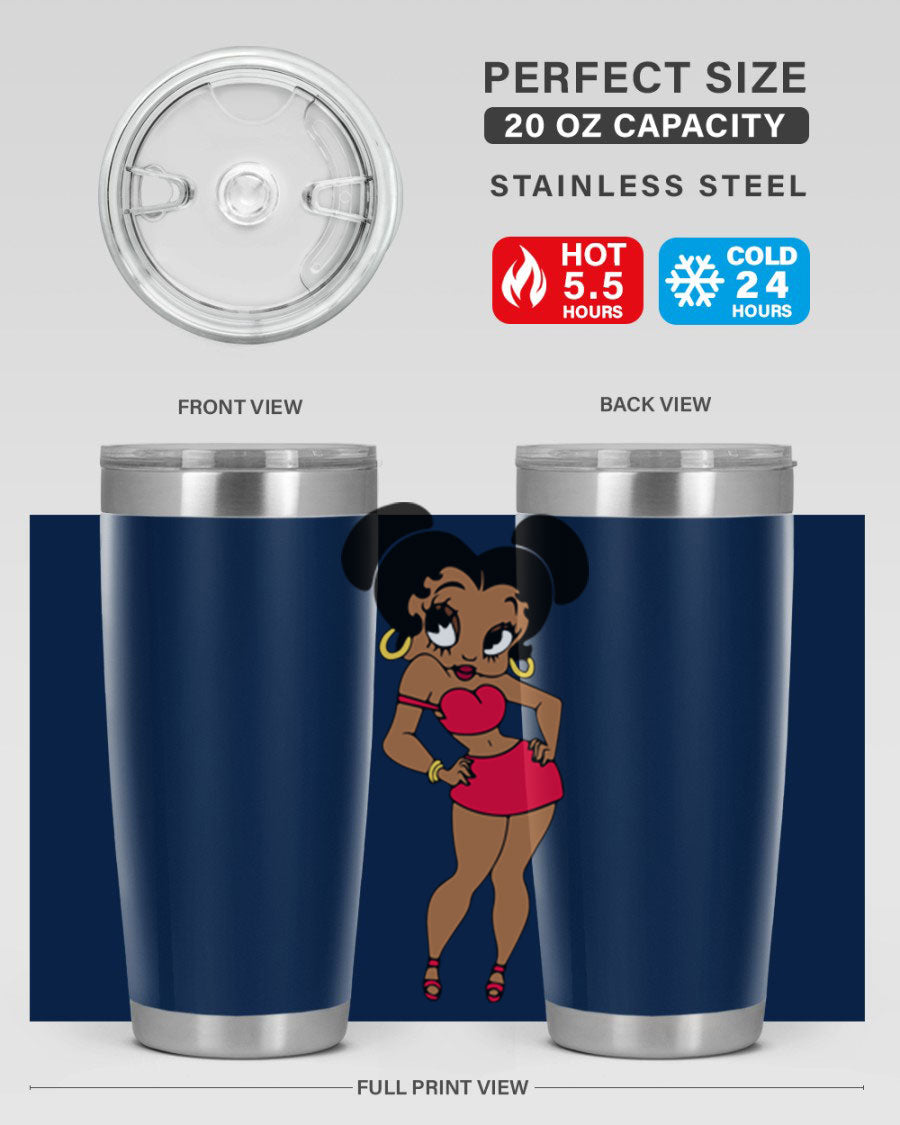 Black Women - Queen 41# Tumbler, 20oz stainless steel with vibrant design, perfect for hot and cold beverages.