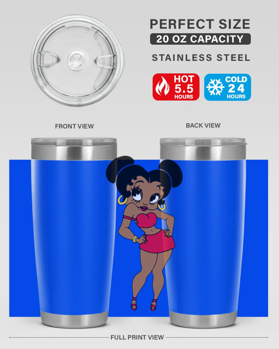 Black Women - Queen 41# Tumbler, 20oz stainless steel with vibrant design, perfect for hot and cold beverages.