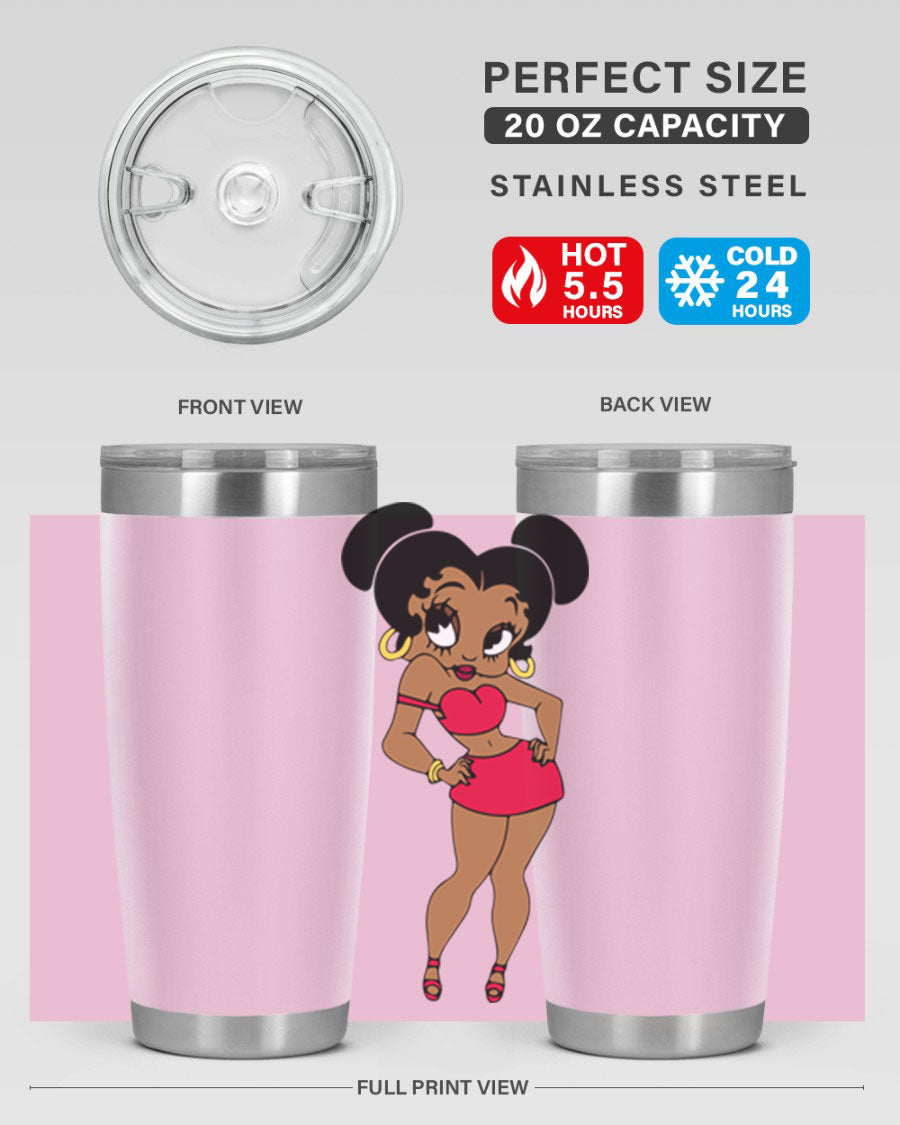 Black Women - Queen 41# Tumbler, 20oz stainless steel with vibrant design, perfect for hot and cold beverages.