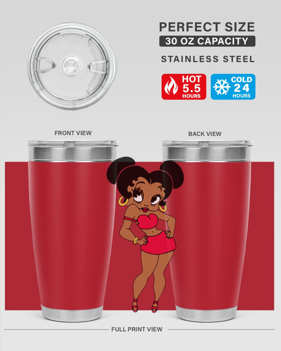 Black Women - Queen 41# Tumbler, 20oz stainless steel with vibrant design, perfect for hot and cold beverages.