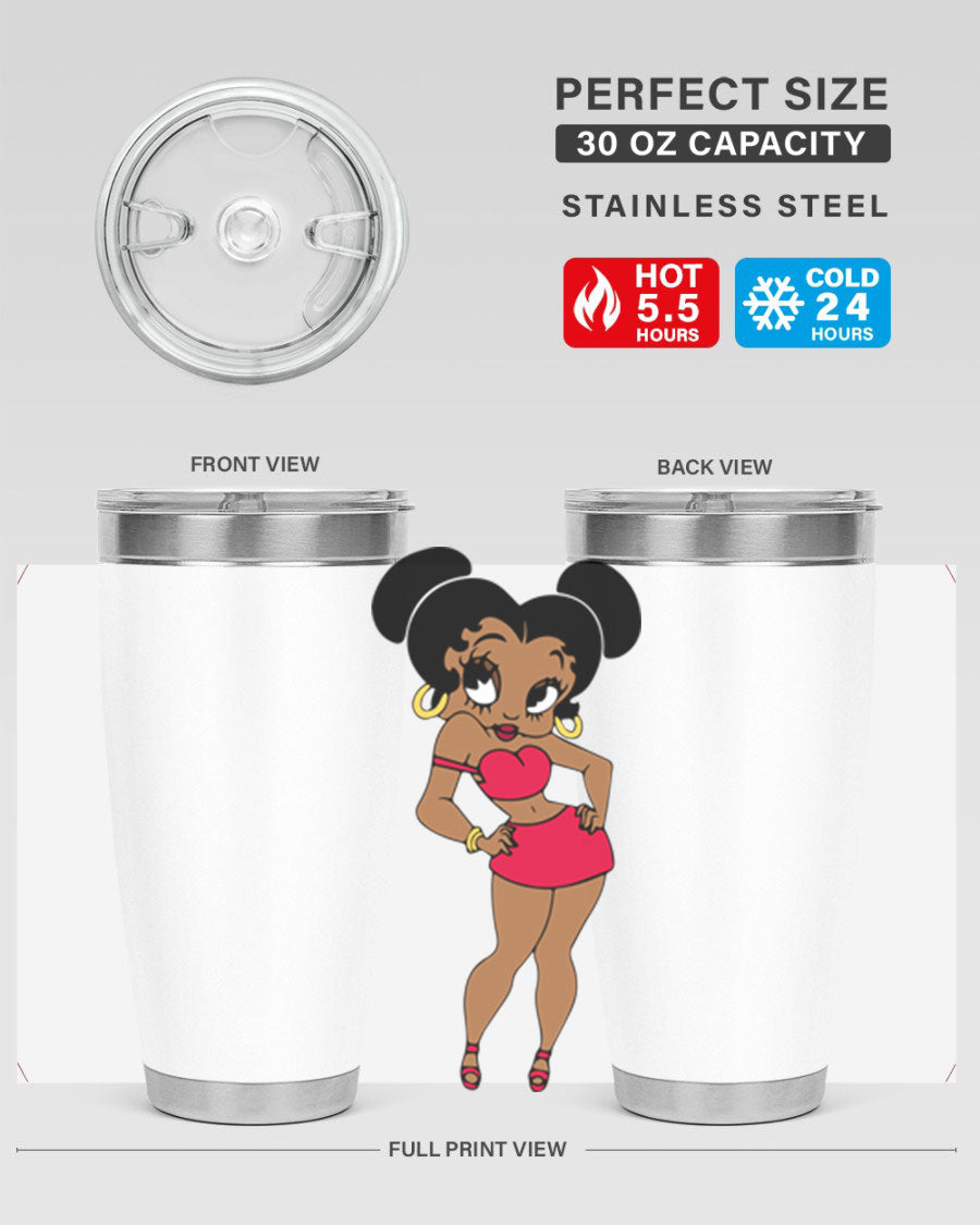 Black Women - Queen 41# Tumbler, 20oz stainless steel with vibrant design, perfect for hot and cold beverages.