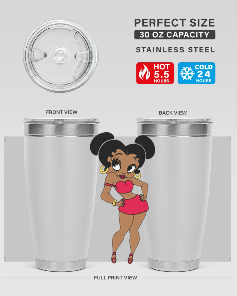 Black Women - Queen 41# Tumbler, 20oz stainless steel with vibrant design, perfect for hot and cold beverages.