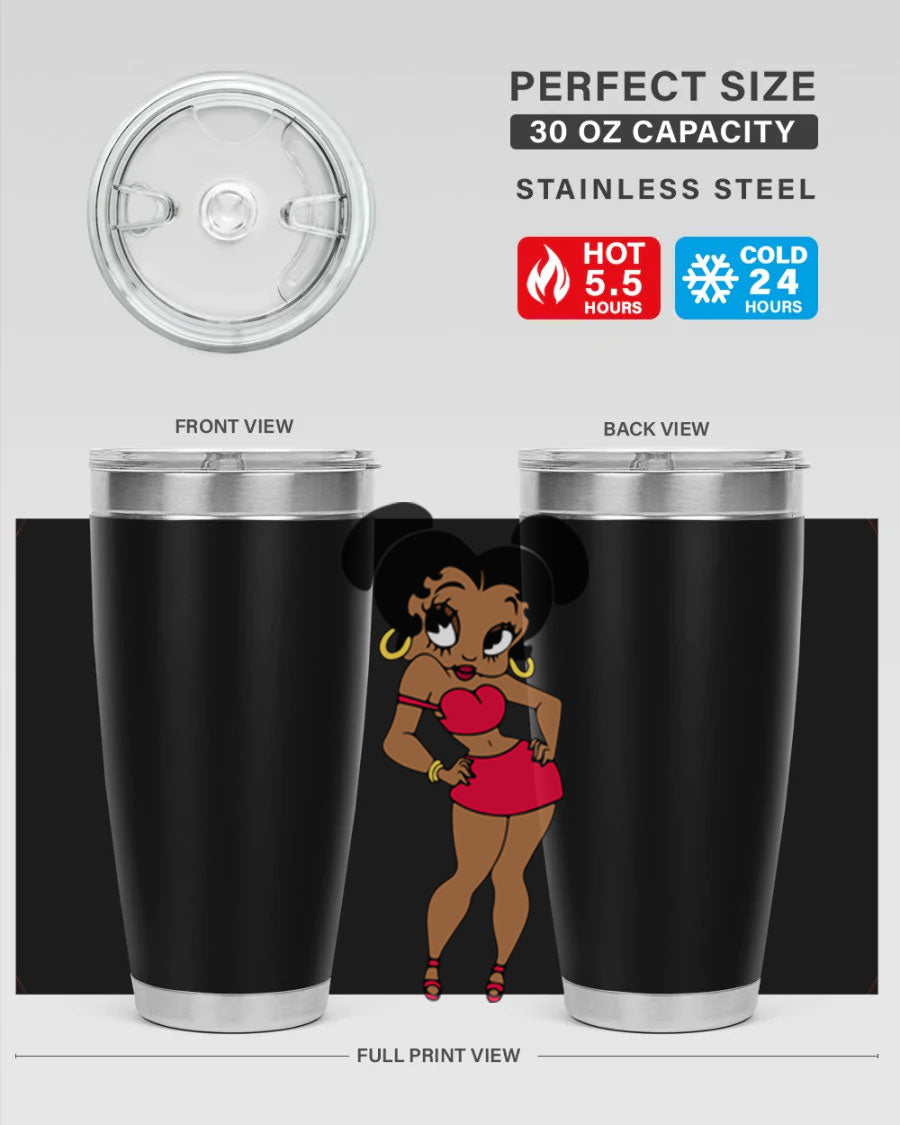 Black Women - Queen 41# Tumbler, 20oz stainless steel with vibrant design, perfect for hot and cold beverages.