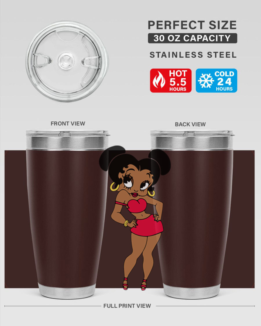 Black Women - Queen 41# Tumbler, 20oz stainless steel with vibrant design, perfect for hot and cold beverages.