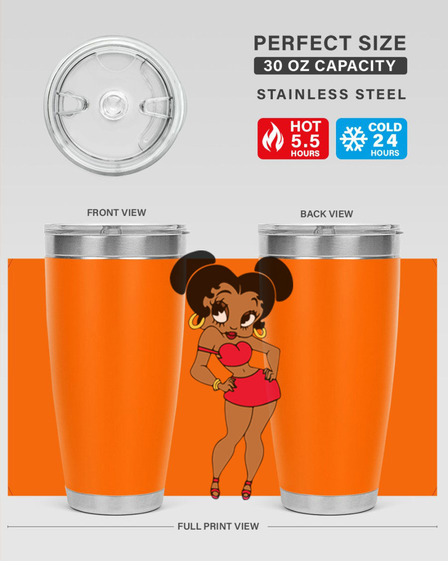 Black Women - Queen 41# Tumbler, 20oz stainless steel with vibrant design, perfect for hot and cold beverages.