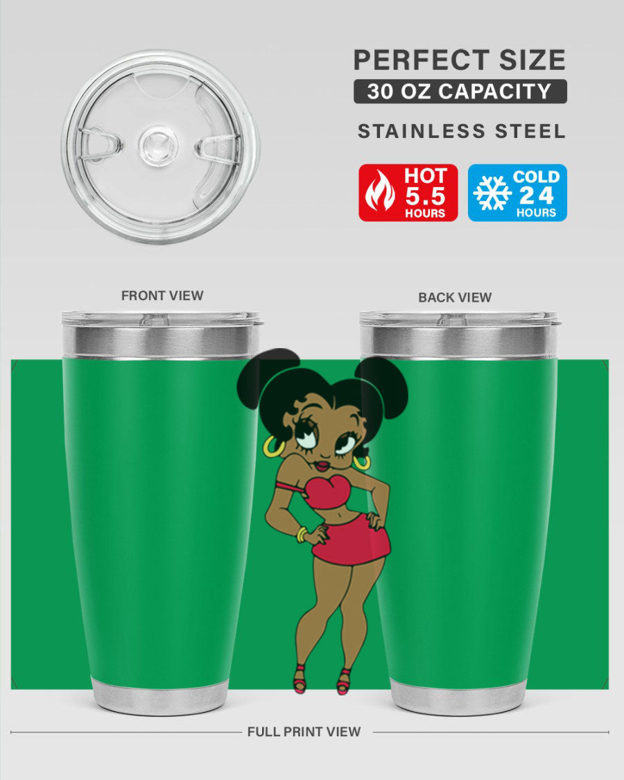 Black Women - Queen 41# Tumbler, 20oz stainless steel with vibrant design, perfect for hot and cold beverages.