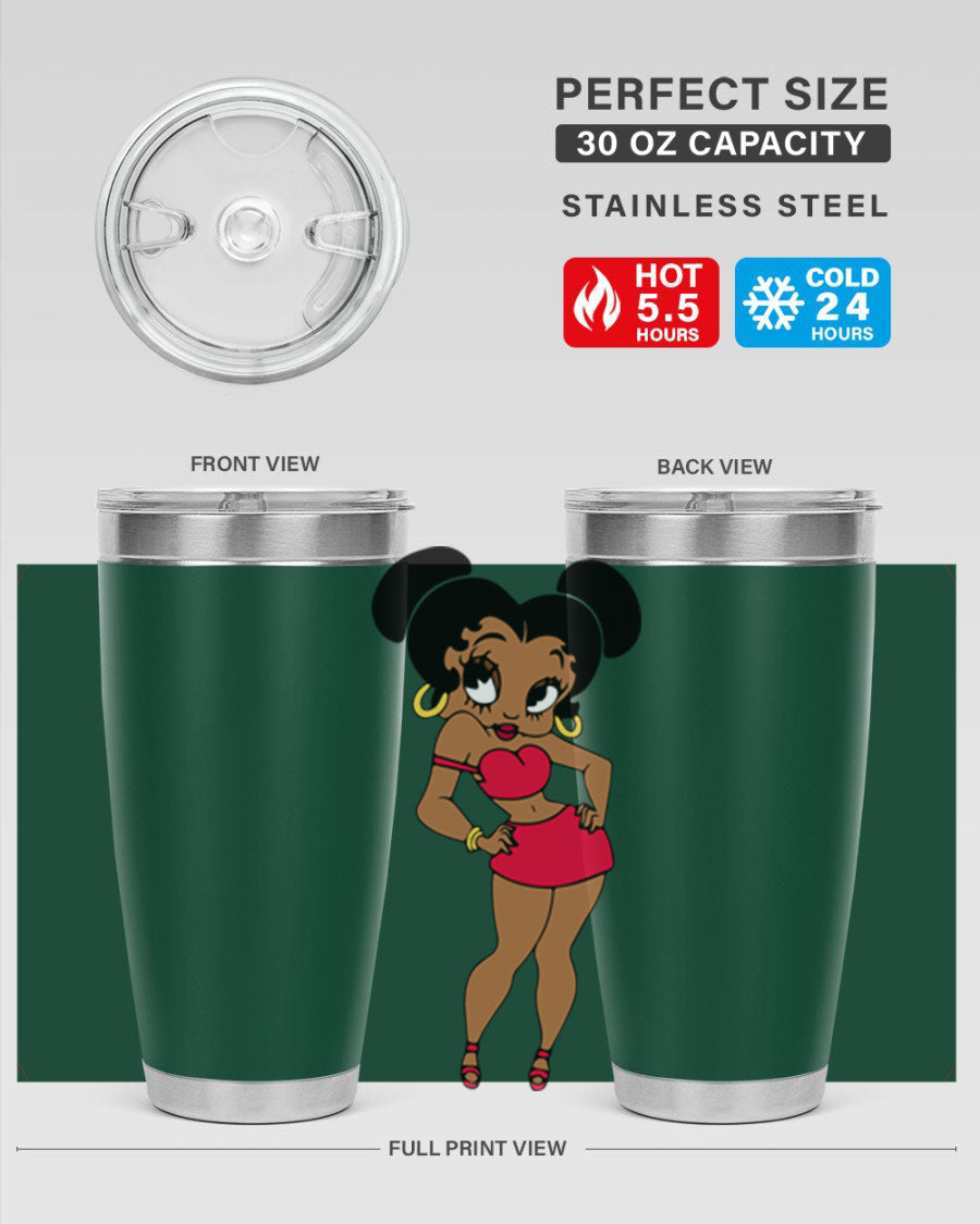 Black Women - Queen 41# Tumbler, 20oz stainless steel with vibrant design, perfect for hot and cold beverages.