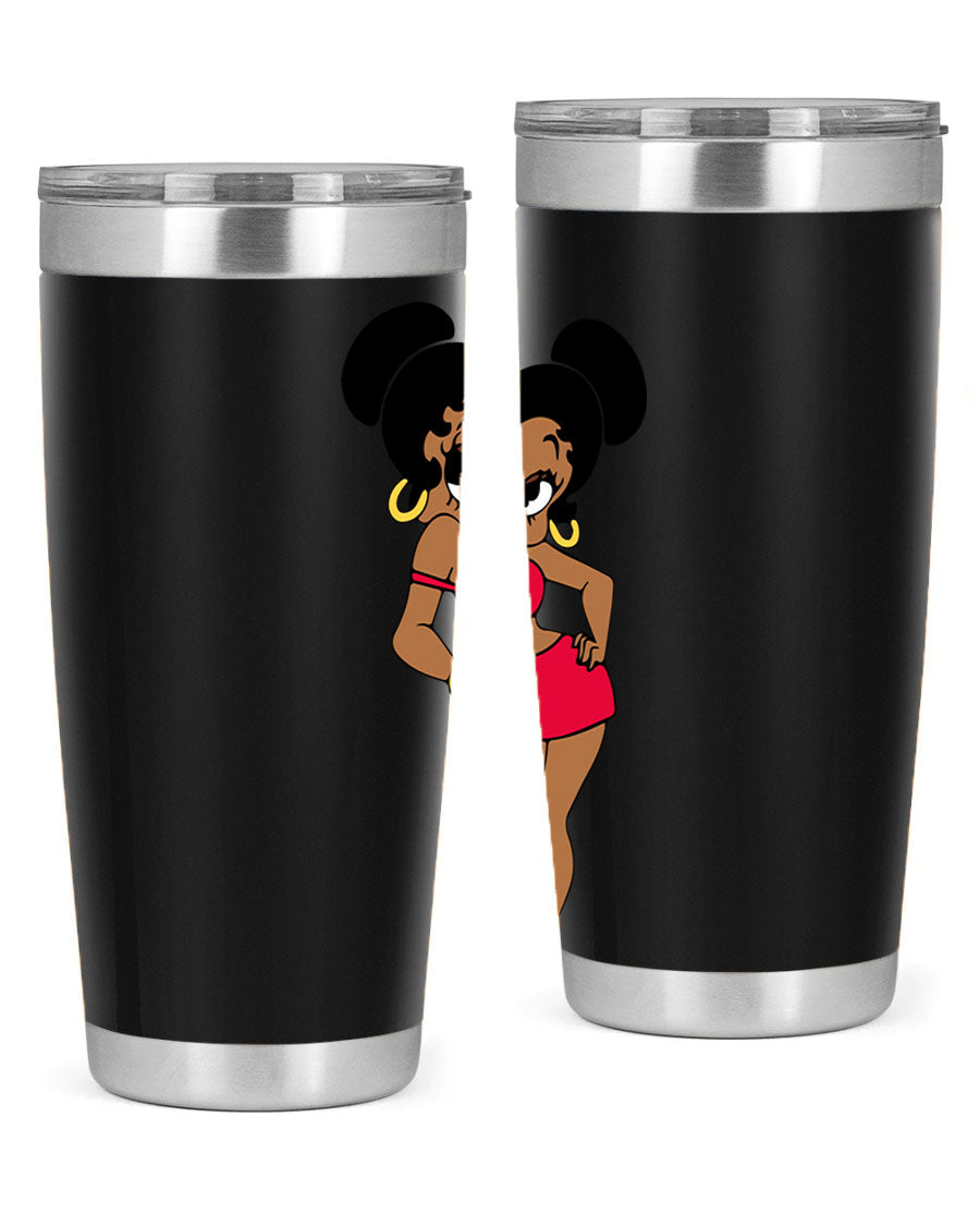 Black Women - Queen 41# Tumbler, 20oz stainless steel with vibrant design, perfect for hot and cold beverages.