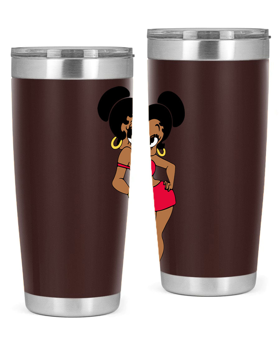 Black Women - Queen 41# Tumbler, 20oz stainless steel with vibrant design, perfect for hot and cold beverages.