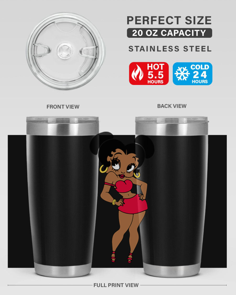 Black Women - Queen 41# Tumbler, 20oz stainless steel with vibrant design, perfect for hot and cold beverages.