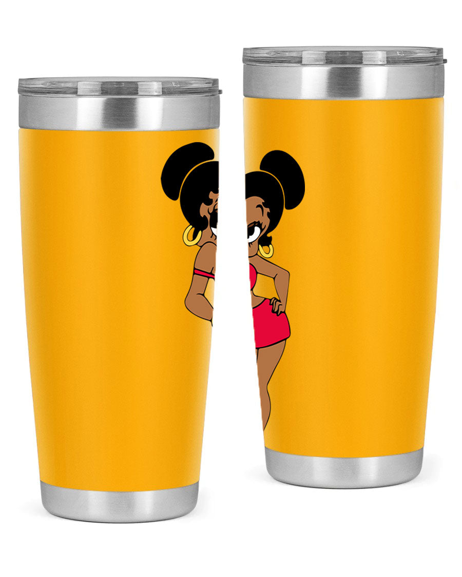 Black Women - Queen 41# Tumbler, 20oz stainless steel with vibrant design, perfect for hot and cold beverages.