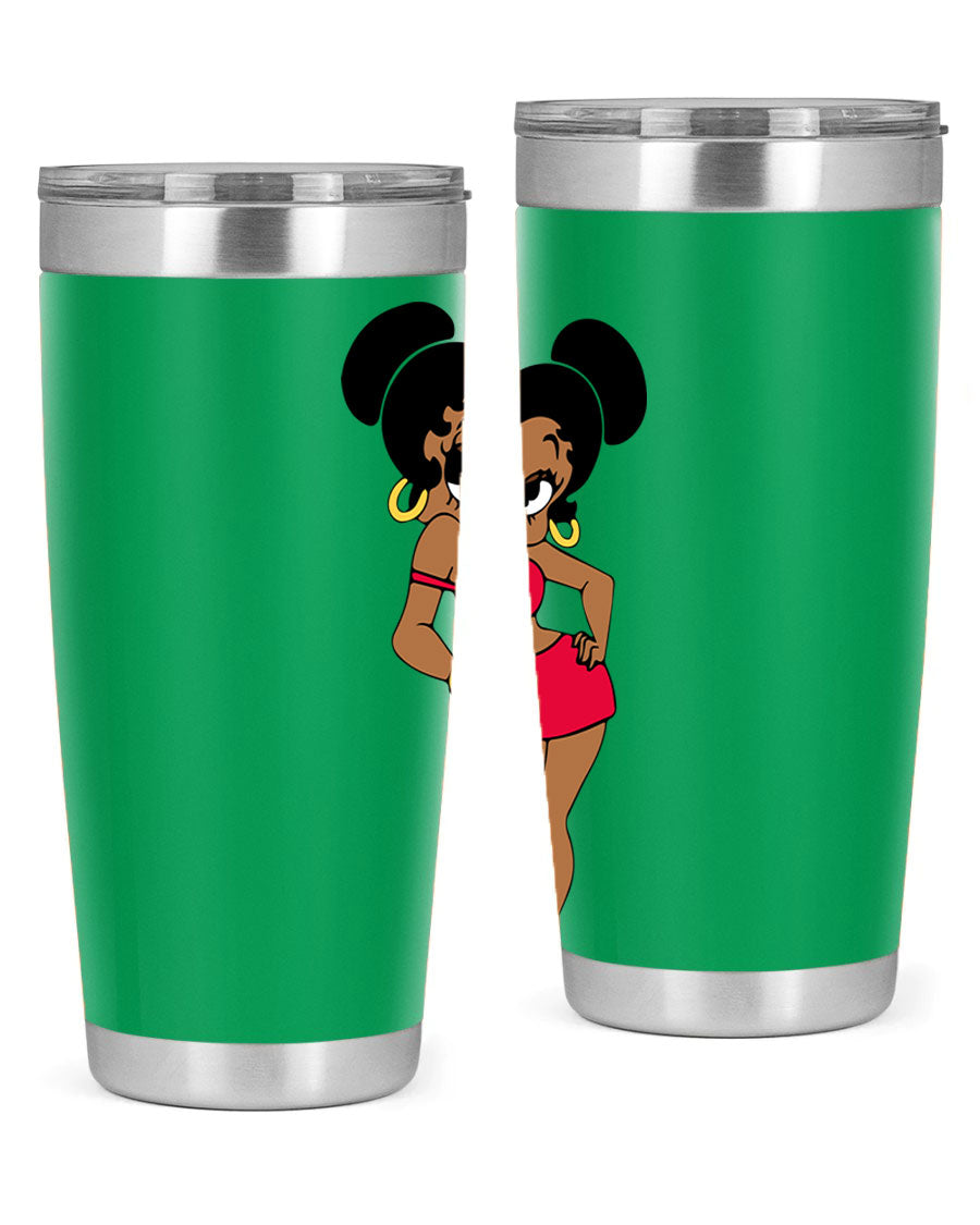 Black Women - Queen 41# Tumbler, 20oz stainless steel with vibrant design, perfect for hot and cold beverages.