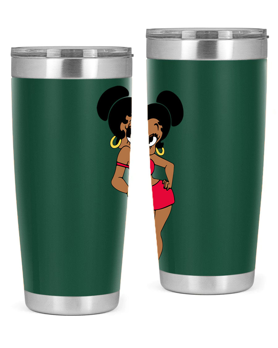 Black Women - Queen 41# Tumbler, 20oz stainless steel with vibrant design, perfect for hot and cold beverages.