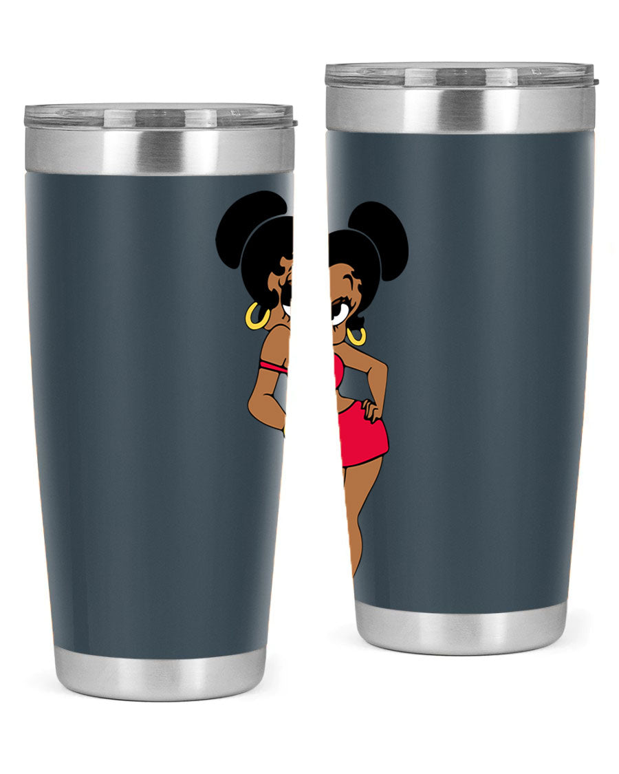 Black Women - Queen 41# Tumbler, 20oz stainless steel with vibrant design, perfect for hot and cold beverages.