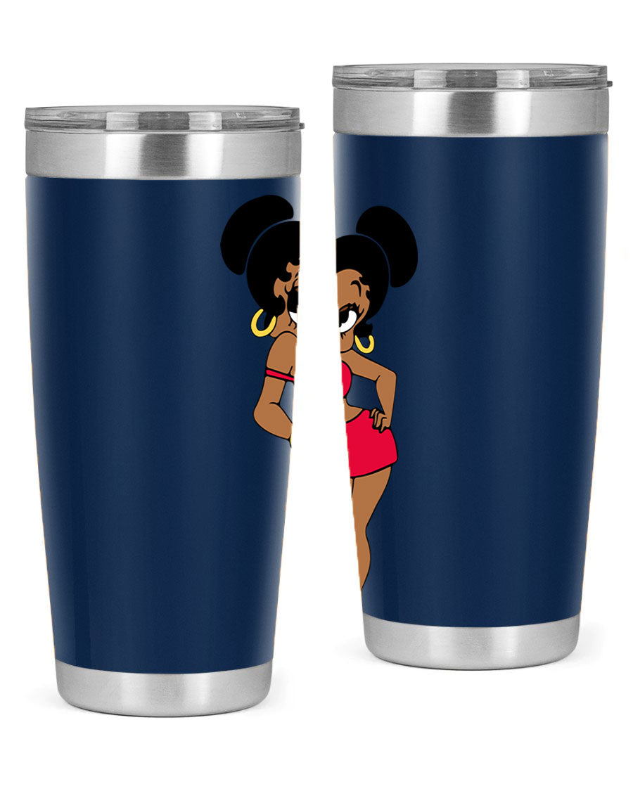 Black Women - Queen 41# Tumbler, 20oz stainless steel with vibrant design, perfect for hot and cold beverages.