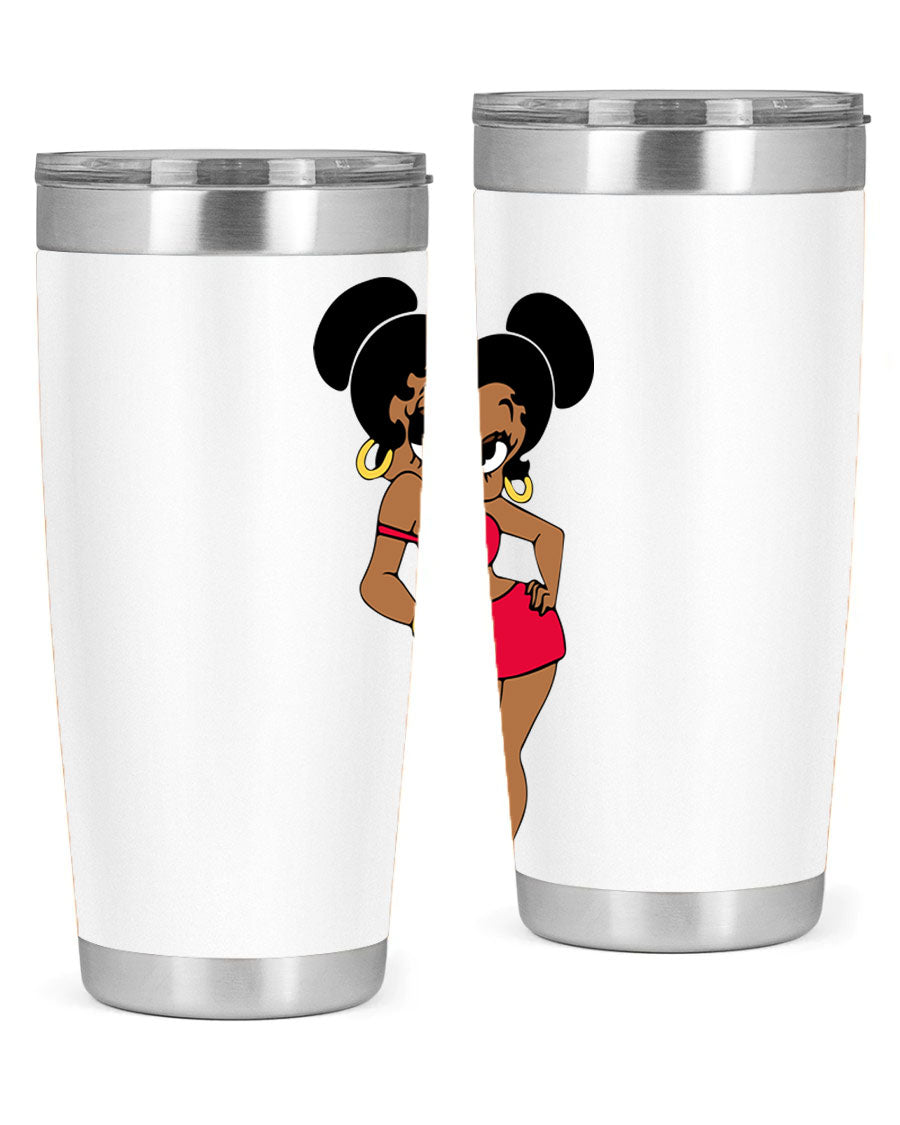 Black Women - Queen 41# Tumbler, 20oz stainless steel with vibrant design, perfect for hot and cold beverages.