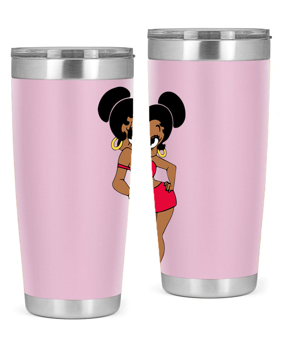 Black Women - Queen 41# Tumbler, 20oz stainless steel with vibrant design, perfect for hot and cold beverages.