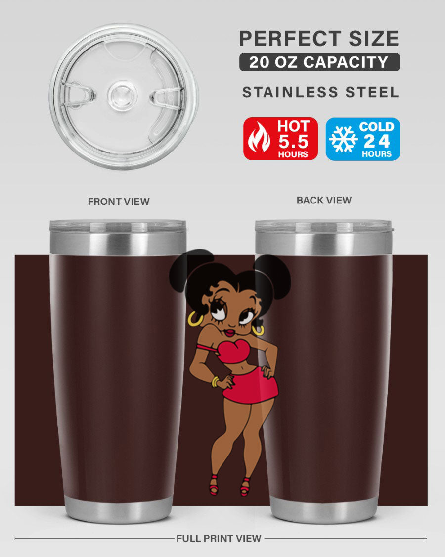 Black Women - Queen 41# Tumbler, 20oz stainless steel with vibrant design, perfect for hot and cold beverages.