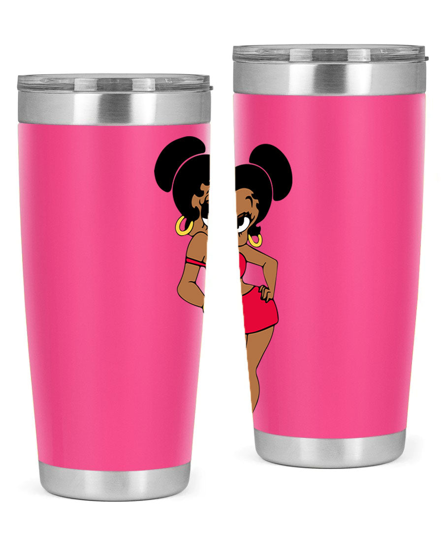 Black Women - Queen 41# Tumbler, 20oz stainless steel with vibrant design, perfect for hot and cold beverages.