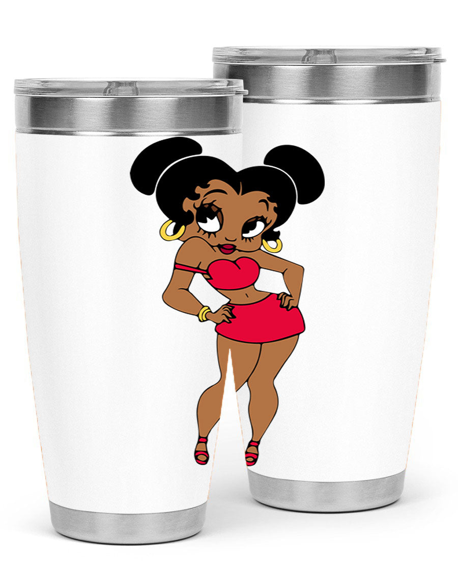 Black Women - Queen 41# Tumbler, 20oz stainless steel with vibrant design, perfect for hot and cold beverages.