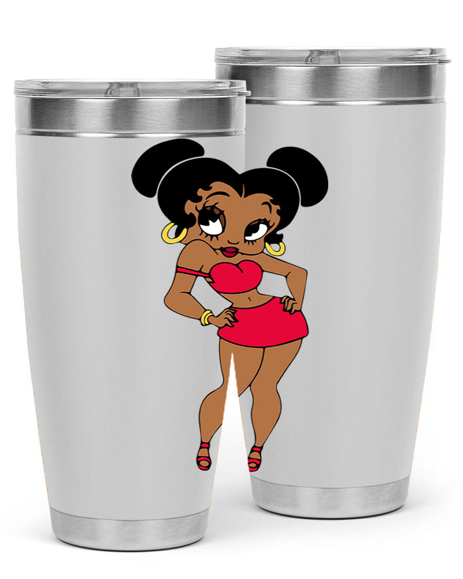 Black Women - Queen 41# Tumbler, 20oz stainless steel with vibrant design, perfect for hot and cold beverages.