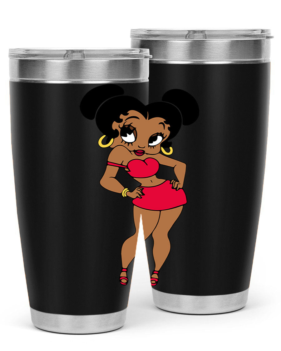 Black Women - Queen 41# Tumbler, 20oz stainless steel with vibrant design, perfect for hot and cold beverages.