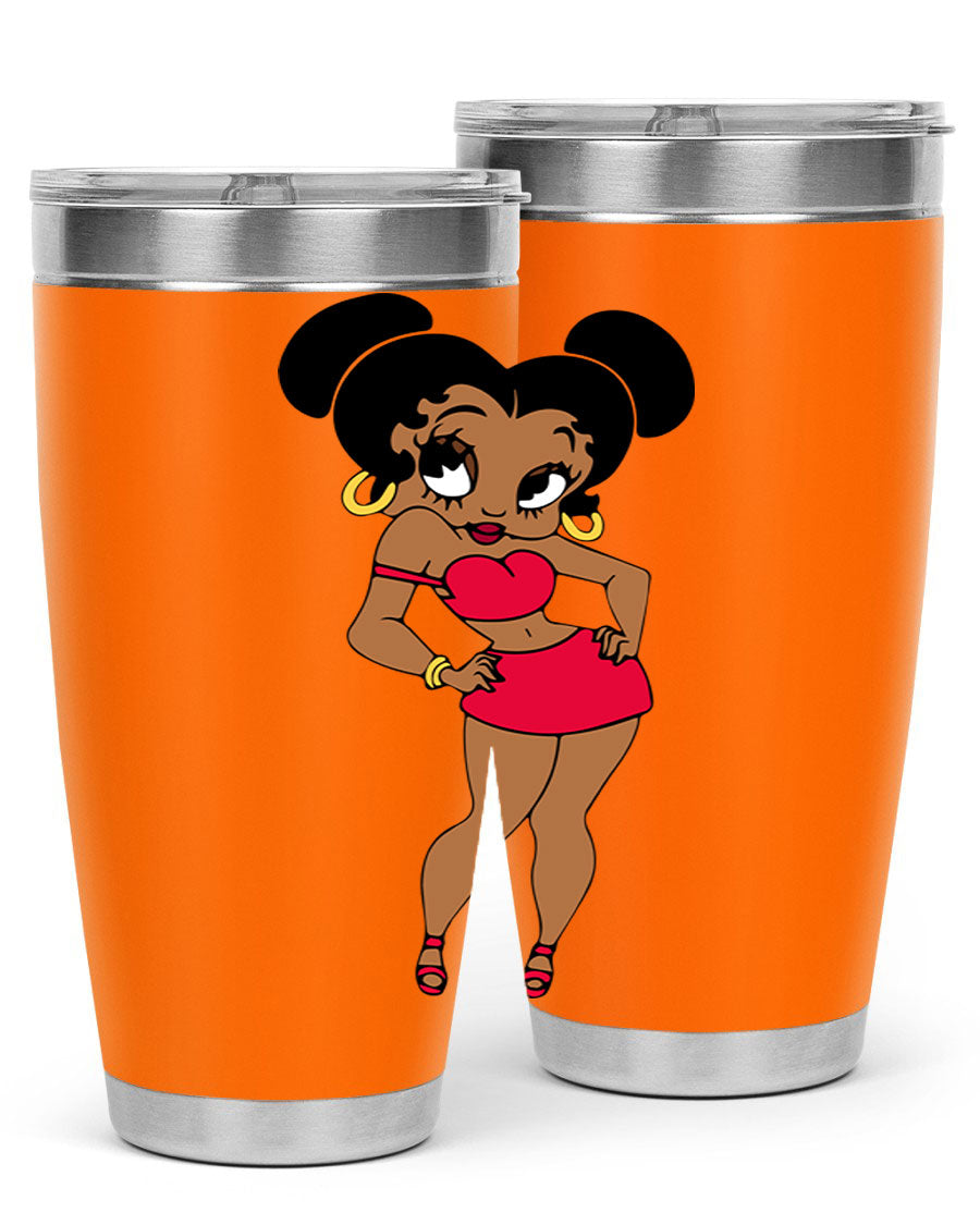 Black Women - Queen 41# Tumbler, 20oz stainless steel with vibrant design, perfect for hot and cold beverages.