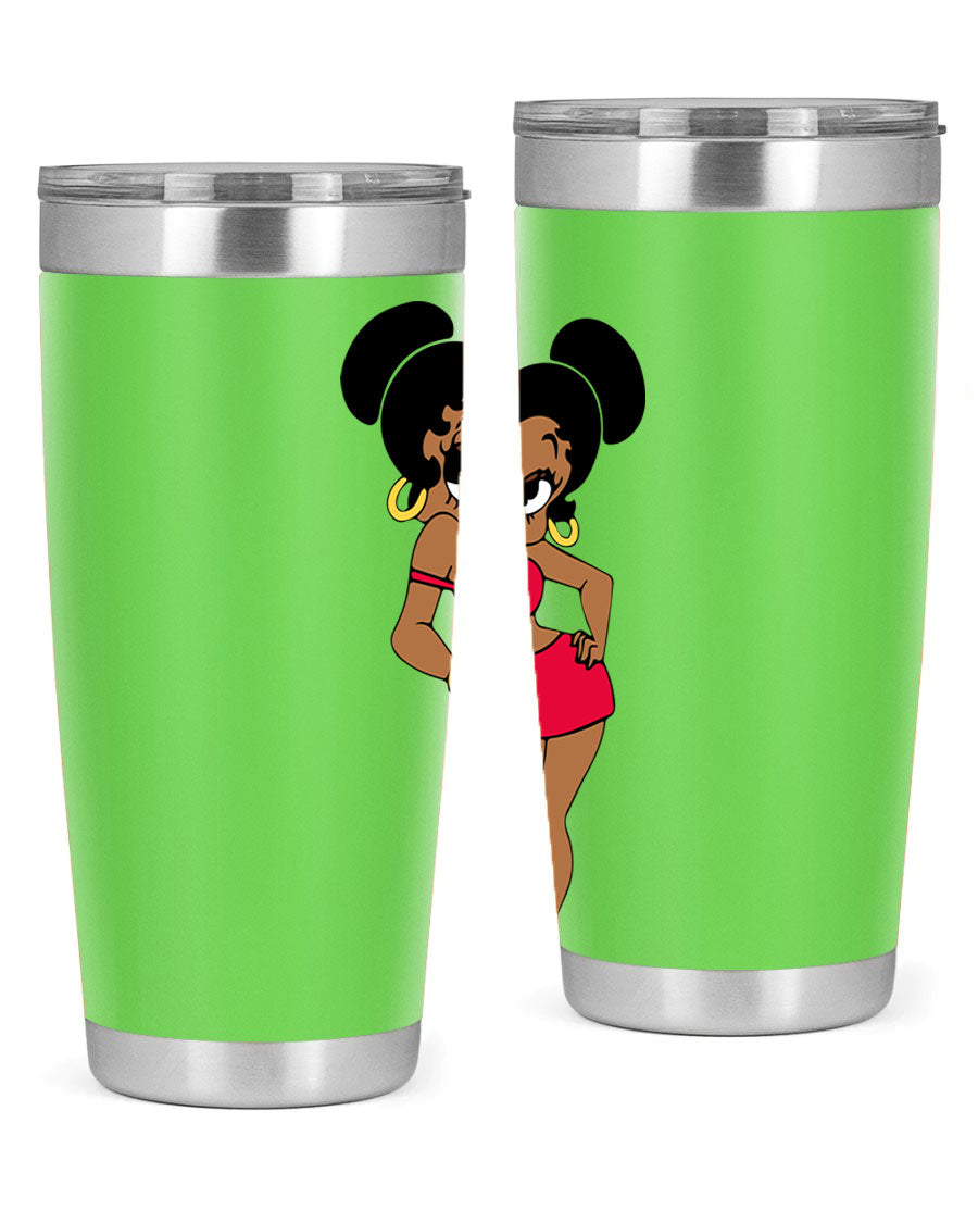 Black Women - Queen 41# Tumbler, 20oz stainless steel with vibrant design, perfect for hot and cold beverages.