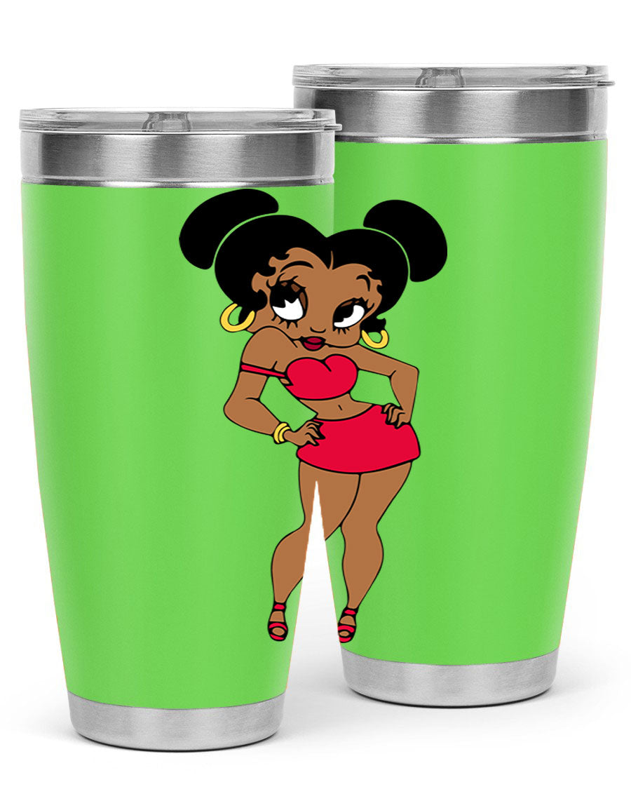 Black Women - Queen 41# Tumbler, 20oz stainless steel with vibrant design, perfect for hot and cold beverages.